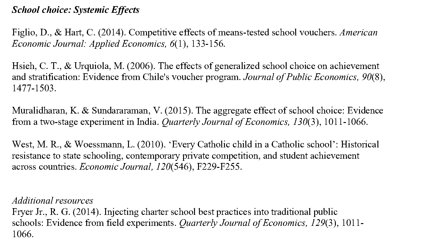 S803 school choice readings, systemic effects, 2025